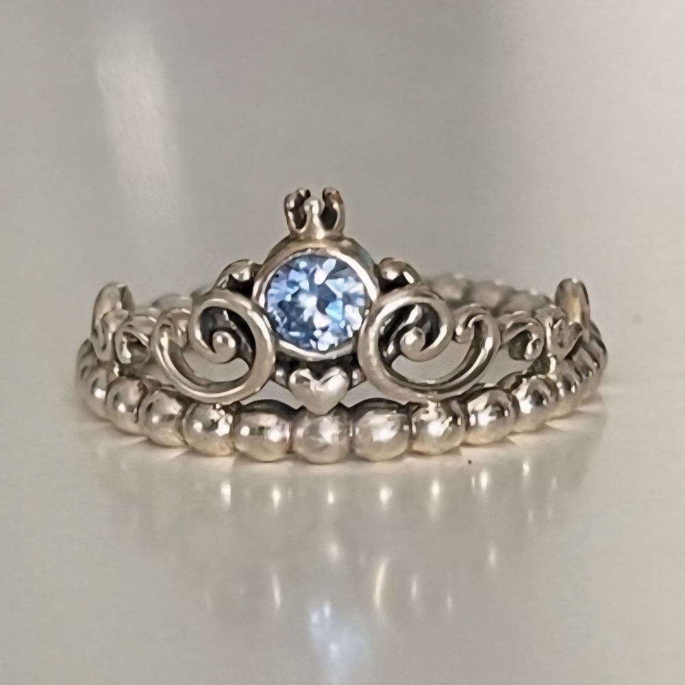 Pandora Disney Cinderella Blue Crystal Tiara Ring